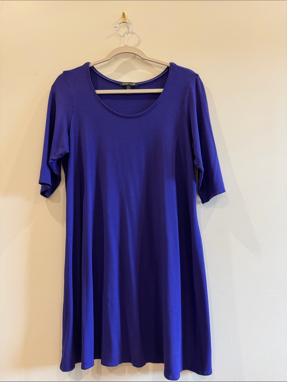 Eileen Fisher Vibrant Purple Scoop Neck Swing Tunic